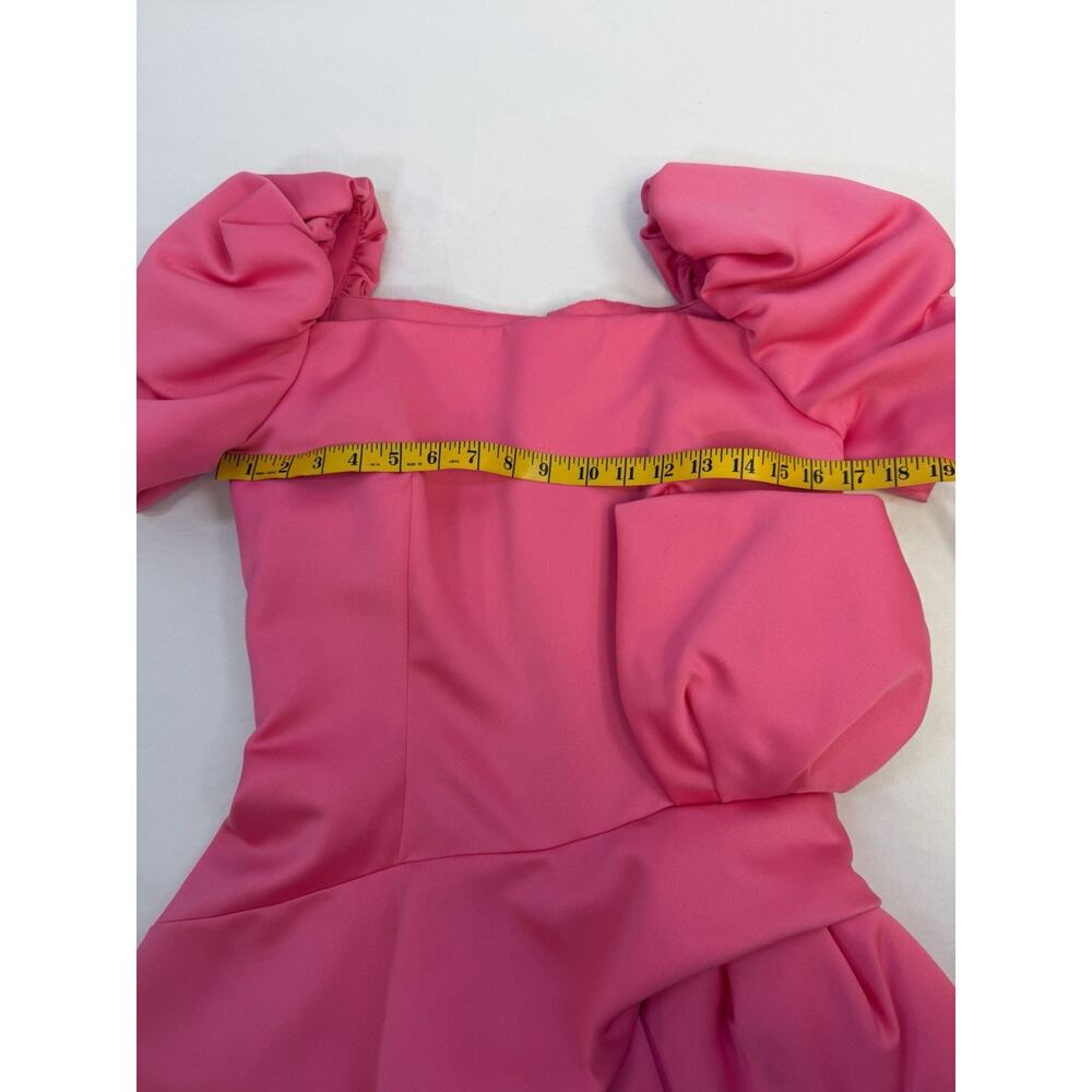 Vintage VICTOR COSTA 1980's Pink Satin Dress Gown Size 10 Knee Length Prom HoCo - Picture 13 of 16